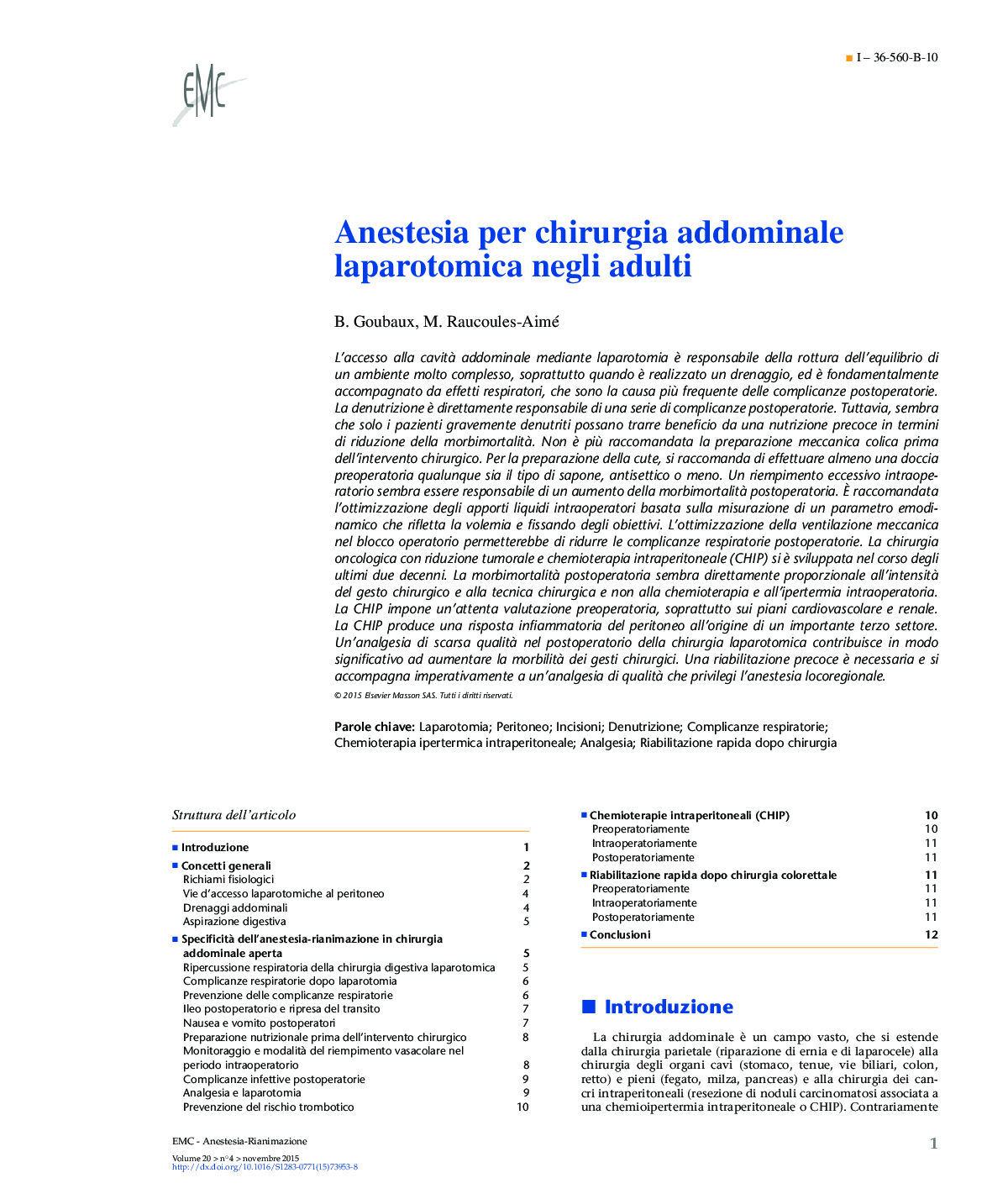 Anestesia per chirurgia addominale laparotomica negli adulti