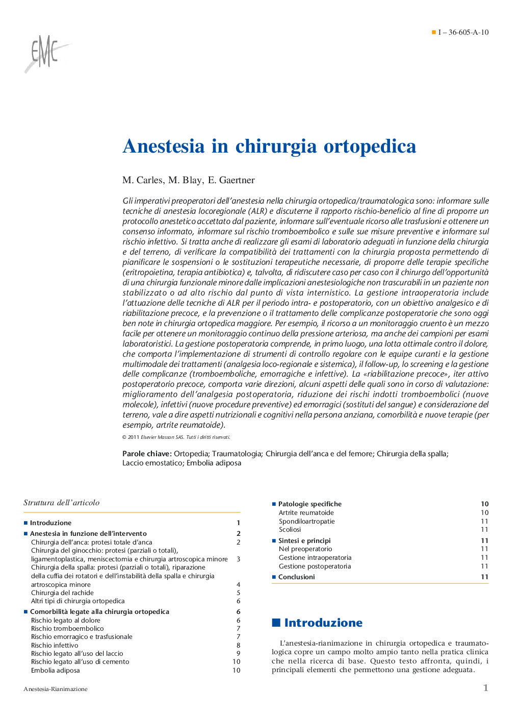 Anestesia in chirurgia ortopedica