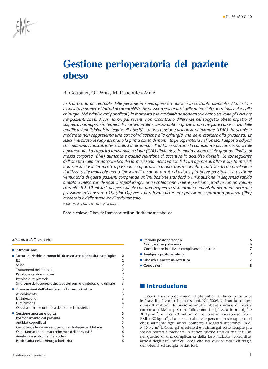 Gestione perioperatoria del paziente obeso