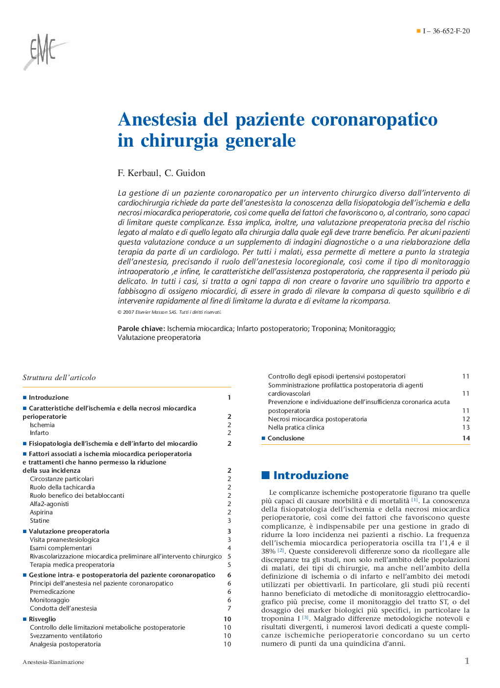 Anestesia del paziente coronaropatico in chirurgia generale