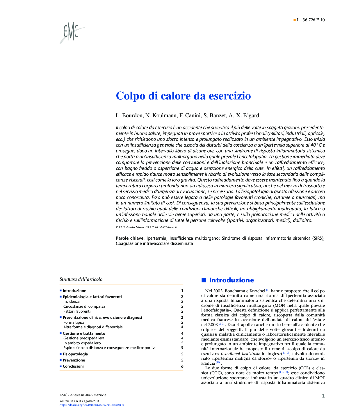 عکس صفحه اول مقاله: Colpo di calore da esercizio Colpo di calore da esercizio