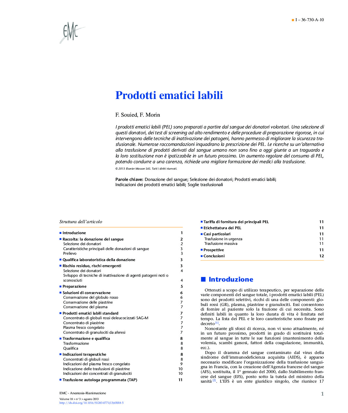 عکس صفحه اول مقاله: Prodotti ematici labili Prodotti ematici labili