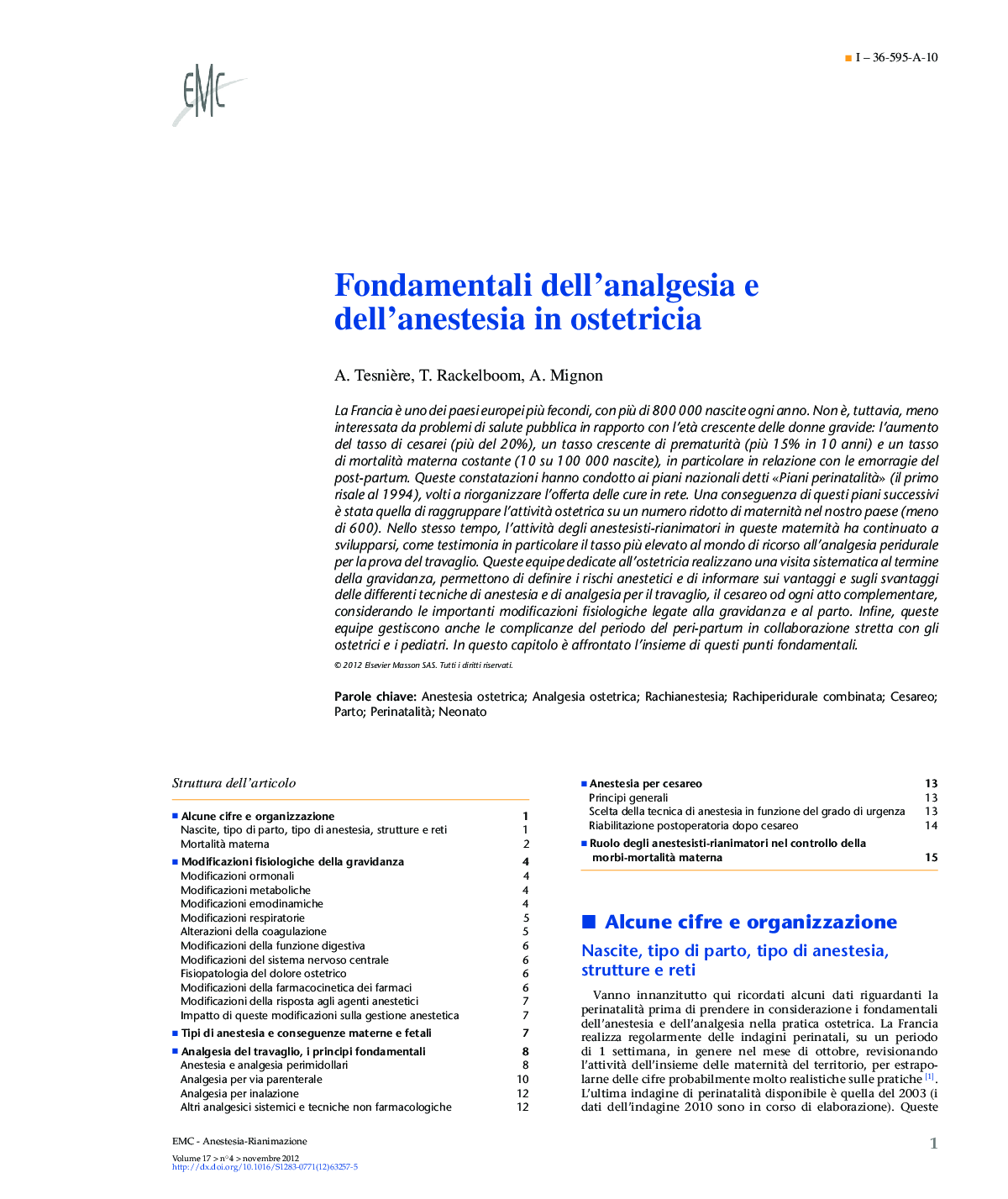 Fondamentali dell'analgesia e dell'anestesia in ostetricia