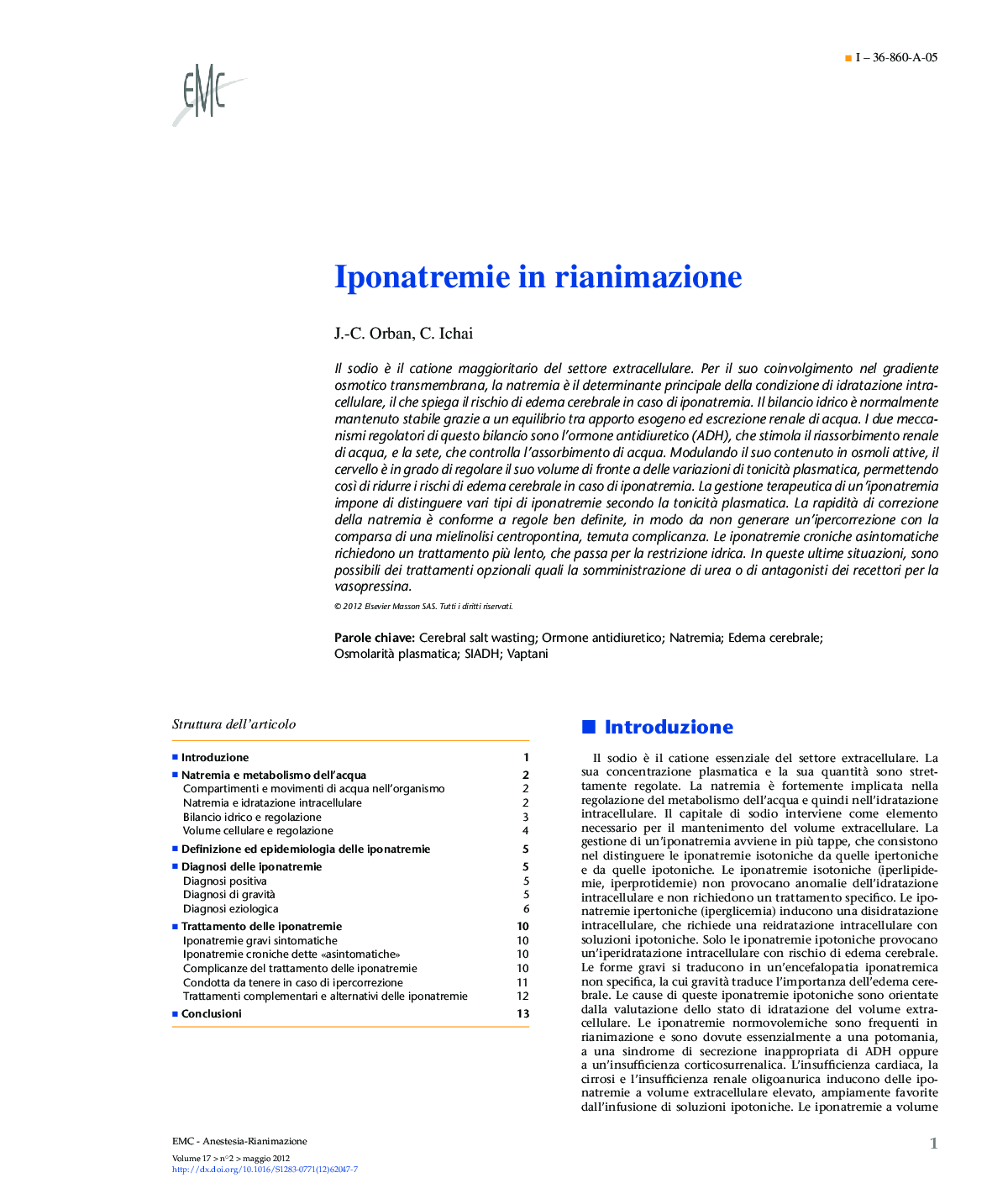 Iponatremie in rianimazione