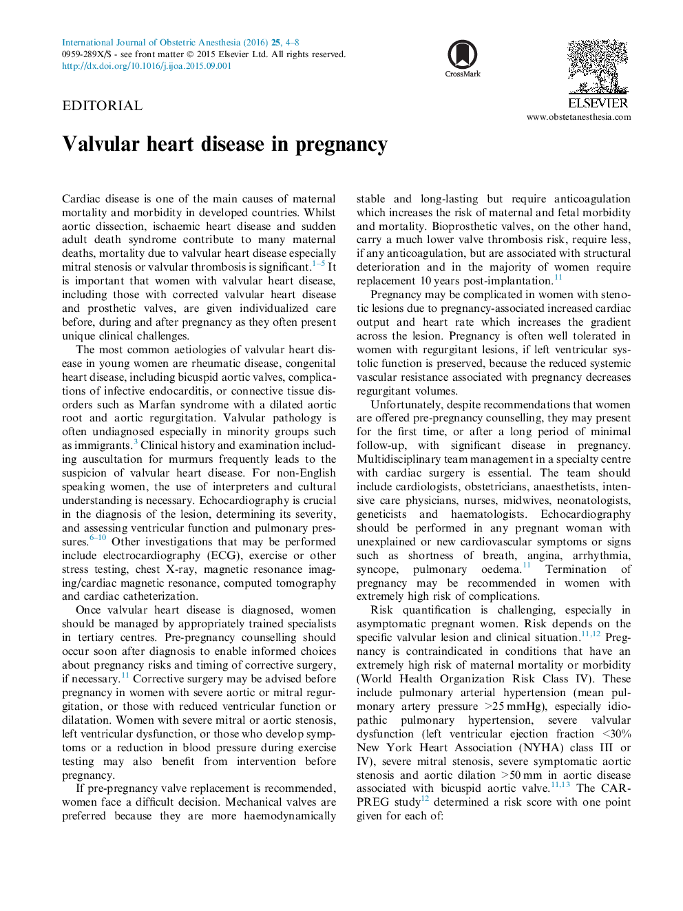 Valvular heart disease in pregnancy