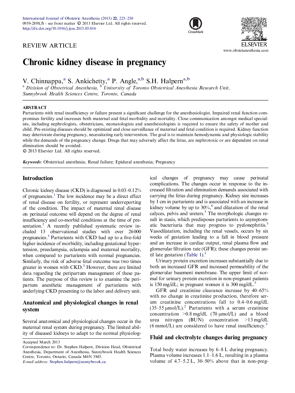 Chronic kidney disease in pregnancy