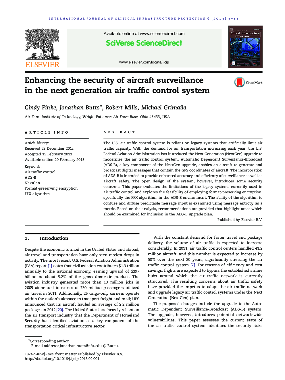 Enhancing the security of aircraft surveillance in the next generation air traffic control system