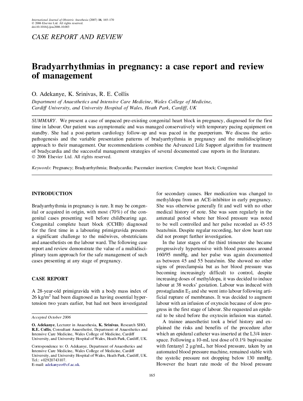 Bradyarrhythmias in pregnancy: a case report and review of management