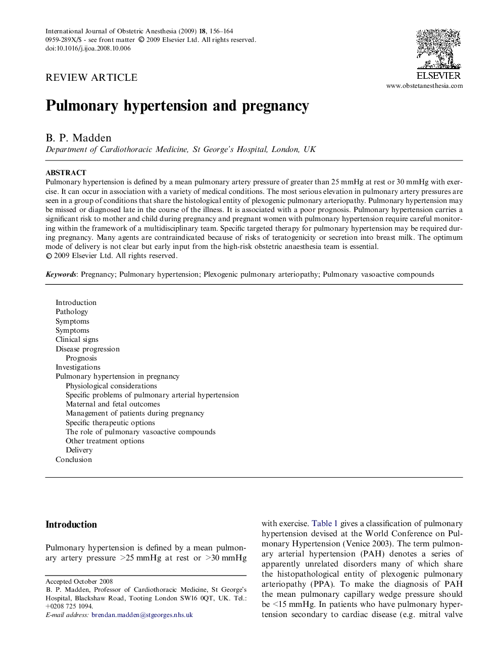 Pulmonary hypertension and pregnancy