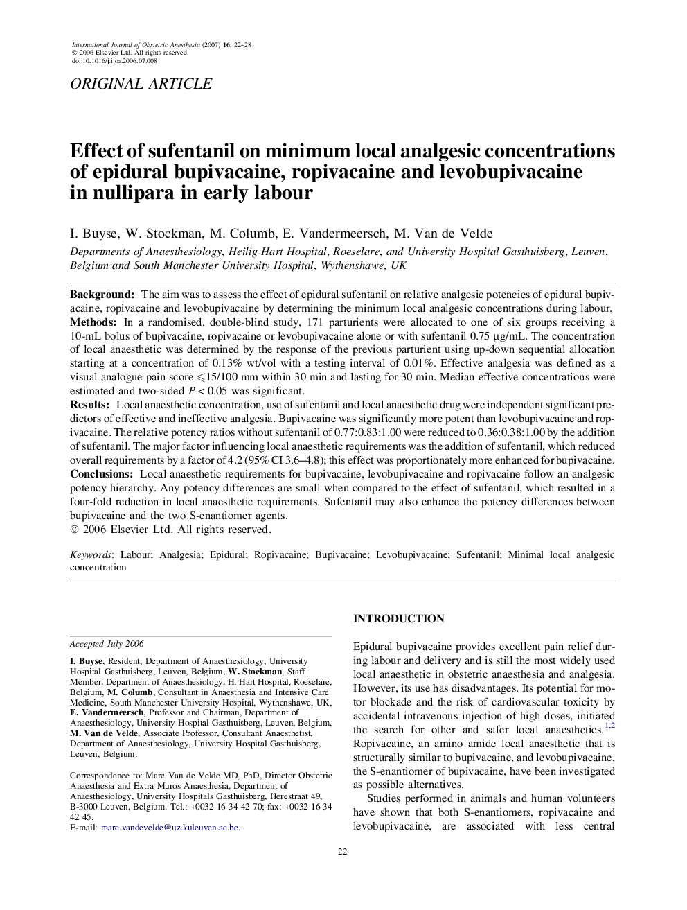 Effect of sufentanil on minimum local analgesic concentrations of epidural bupivacaine, ropivacaine and levobupivacaine in nullipara in early labour