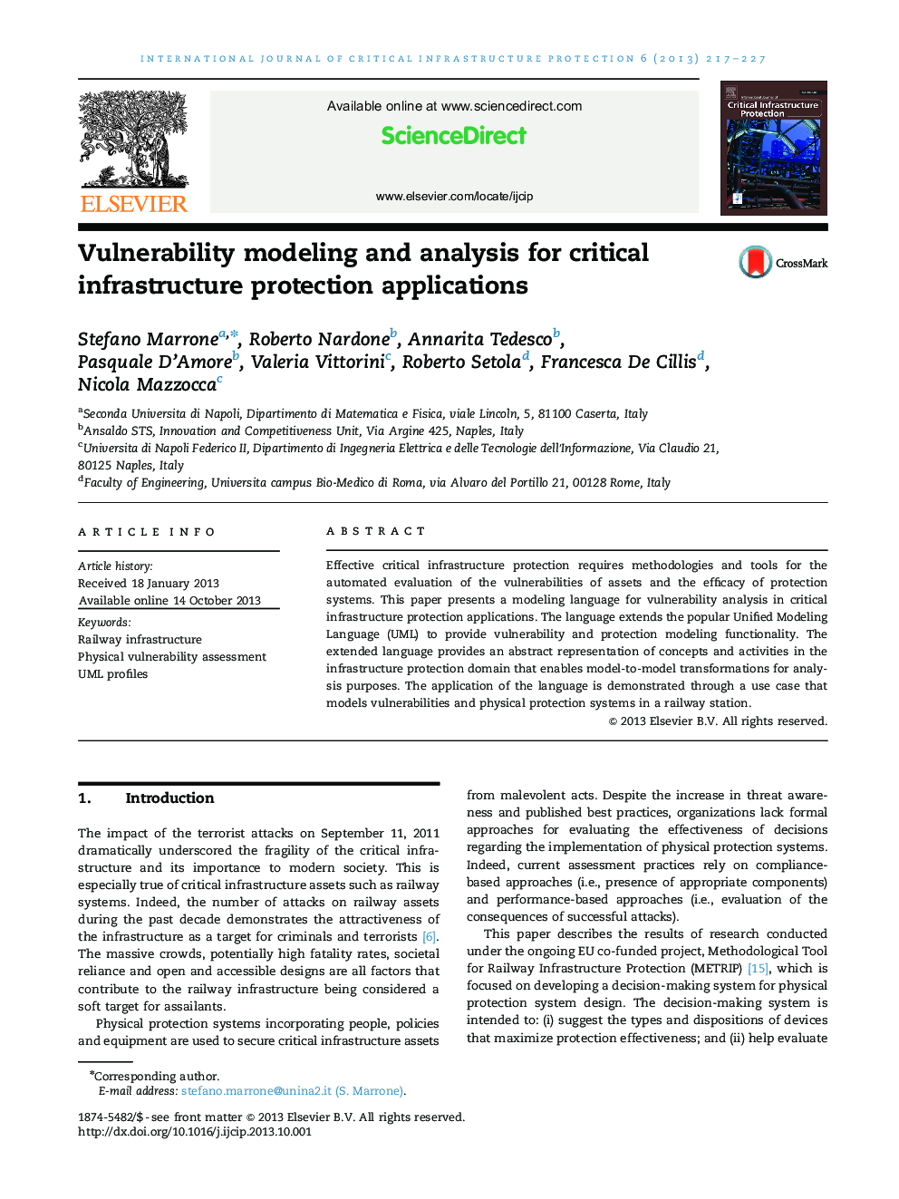 Vulnerability modeling and analysis for critical infrastructure protection applications