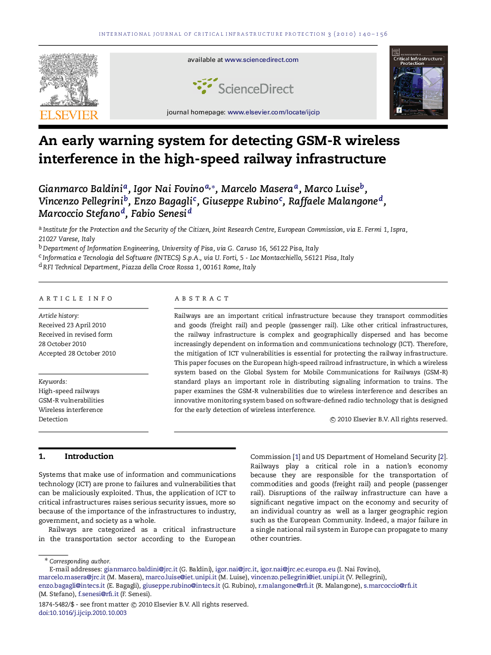 An early warning system for detecting GSM-R wireless interference in the high-speed railway infrastructure