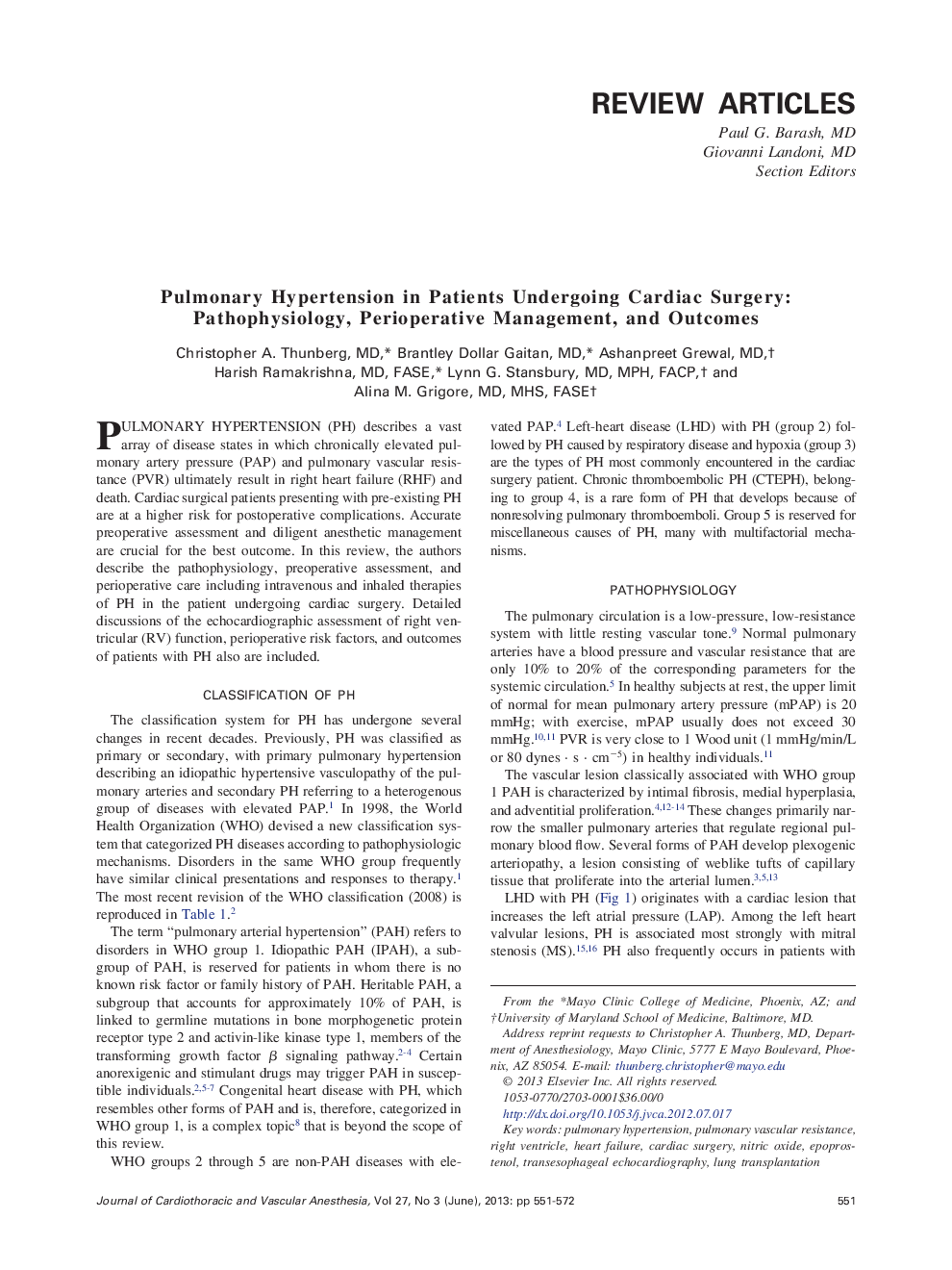 Pulmonary Hypertension in Patients Undergoing Cardiac Surgery: Pathophysiology, Perioperative Management, and Outcomes