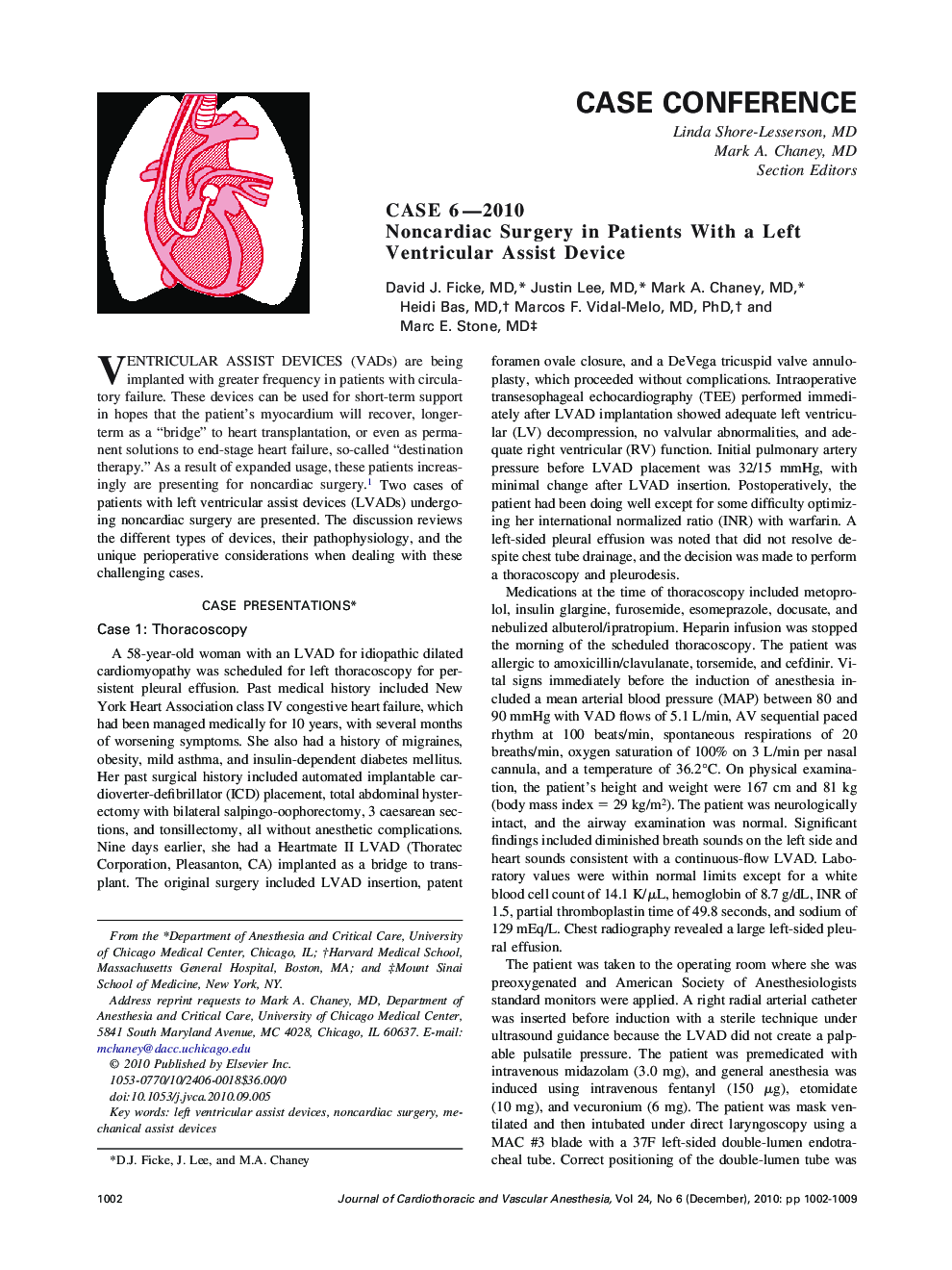 Case 6-2010 Noncardiac Surgery in Patients With a Left Ventricular Assist Device