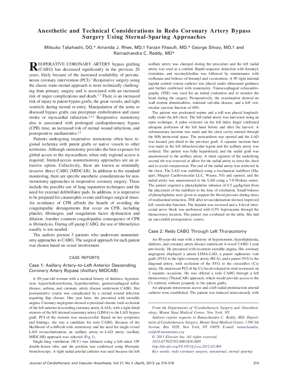 عکس صفحه اول مقاله: Anesthetic and Technical Considerations in Redo Coronary Artery Bypass Surgery Using Sternal-Sparing Approaches Anesthetic and Technical Considerations in Redo Coronary Artery Bypass Surgery Using Sternal-Sparing Approaches