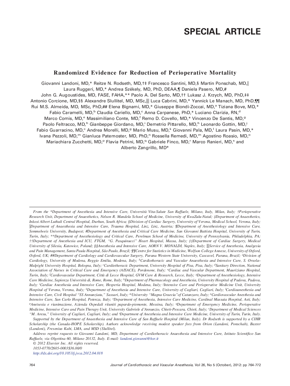 Randomized Evidence for Reduction of Perioperative Mortality 