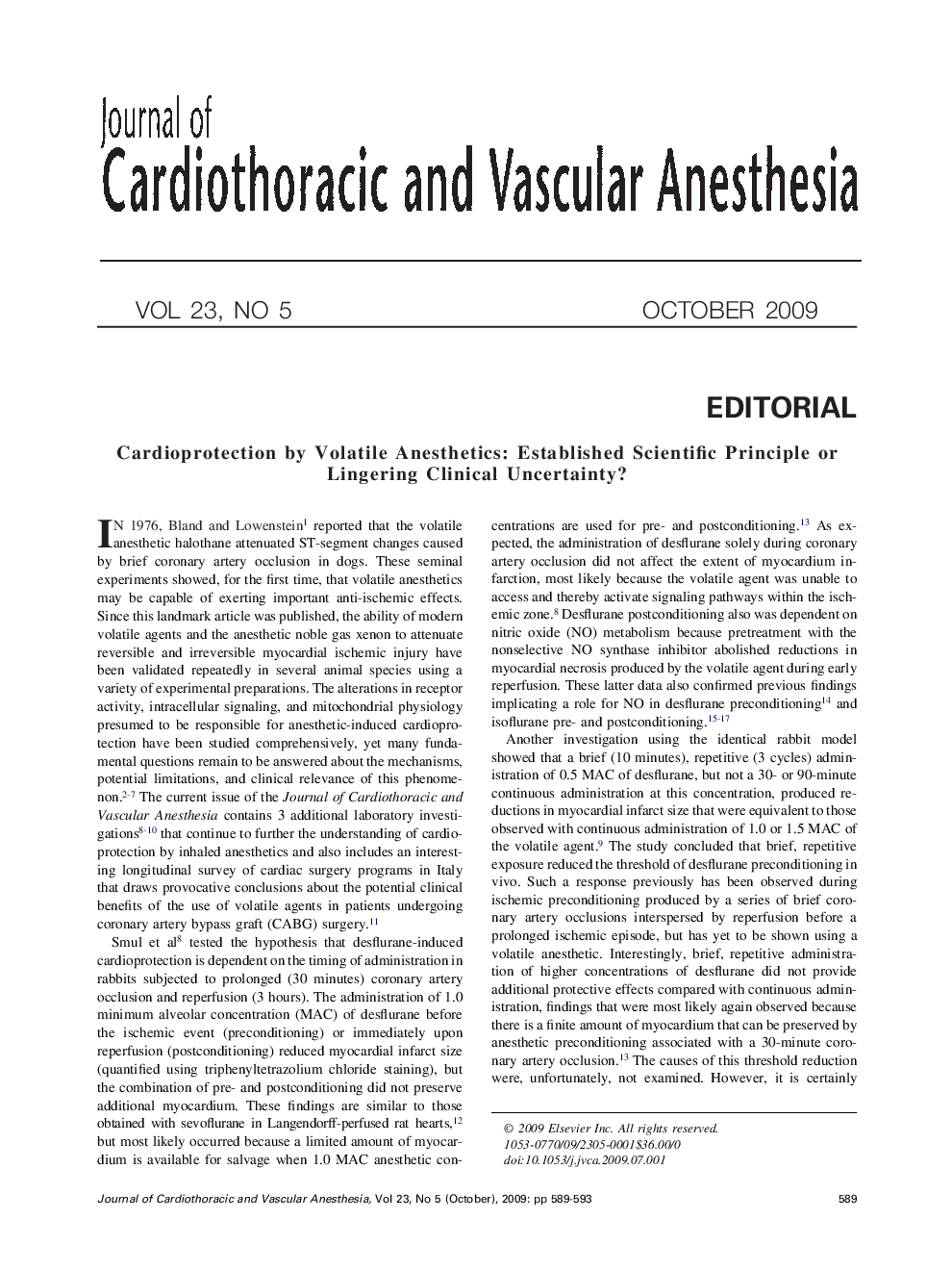 Cardioprotection by Volatile Anesthetics: Established Scientific Principle or Lingering Clinical Uncertainty?