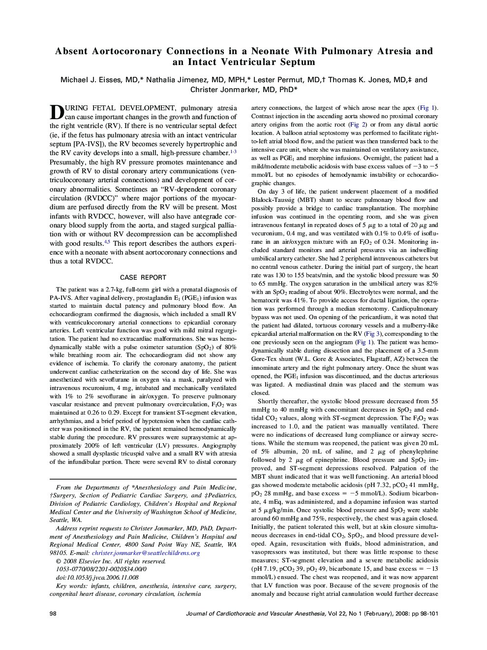 Absent Aortocoronary Connections in a Neonate With Pulmonary Atresia and an Intact Ventricular Septum