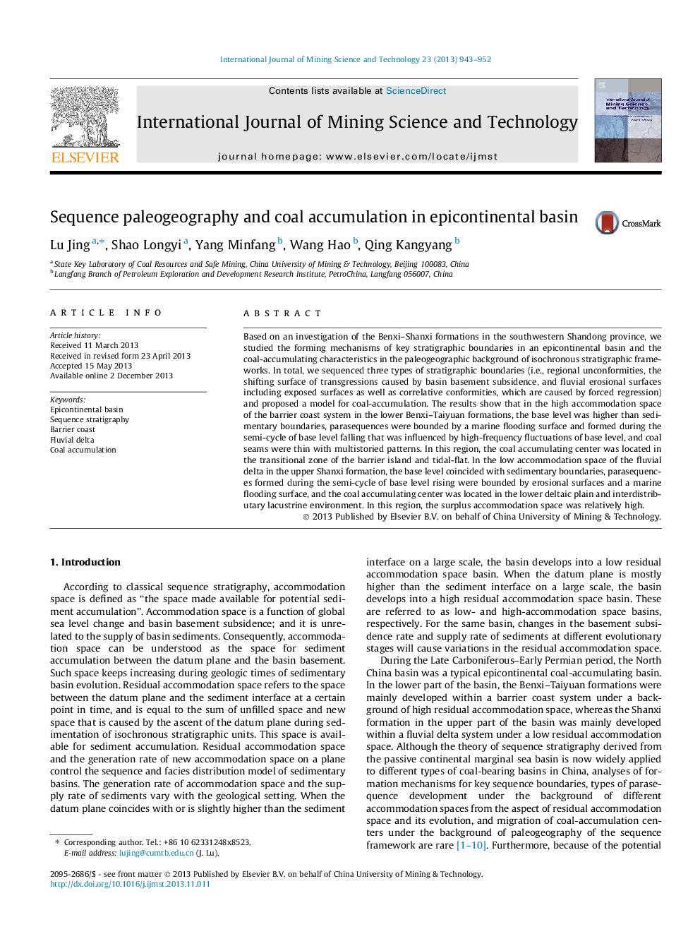 Sequence paleogeography and coal accumulation in epicontinental basin