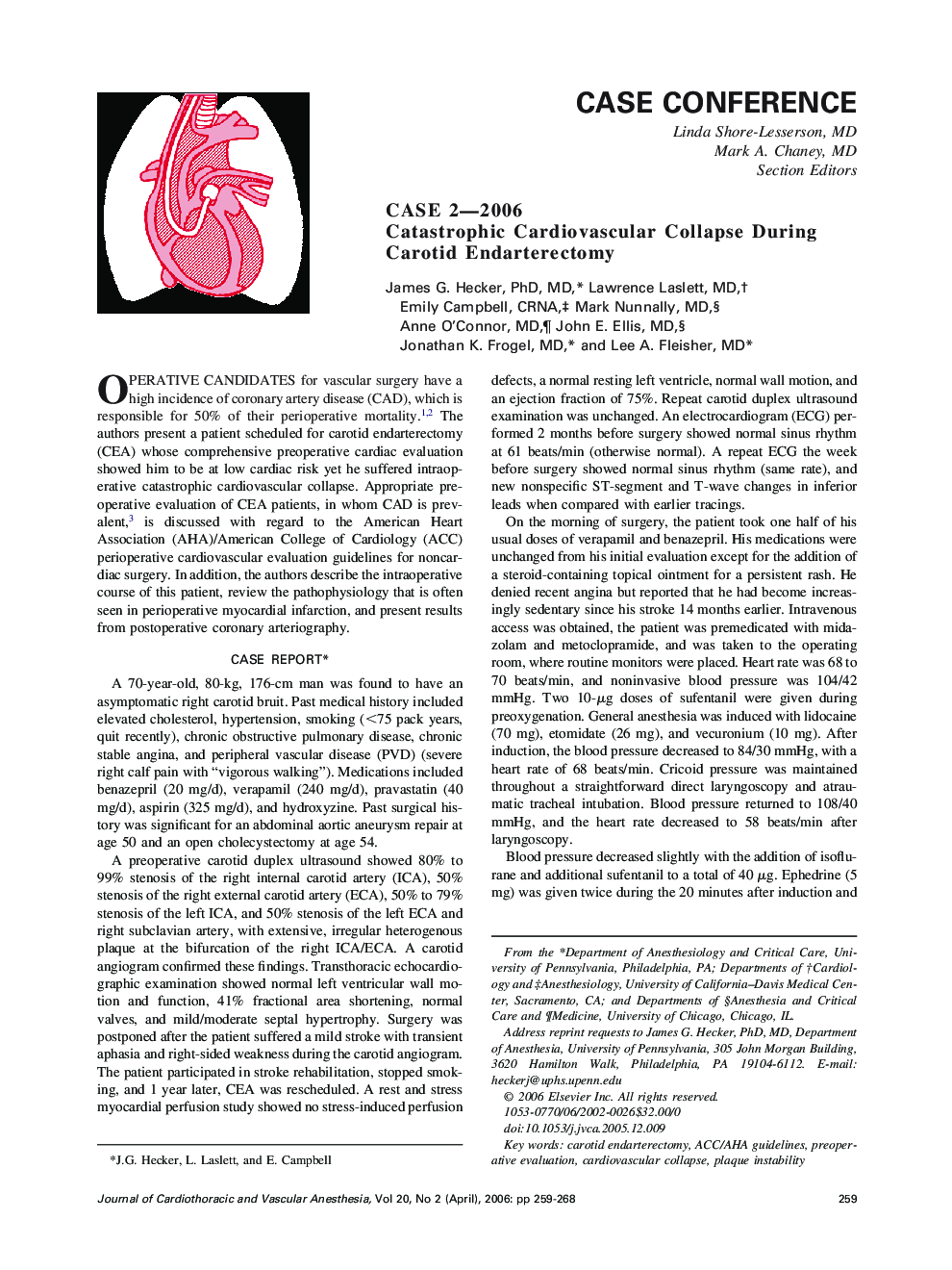 Case 2-2006Catastrophic Cardiovascular Collapse During Carotid Endarterectomy