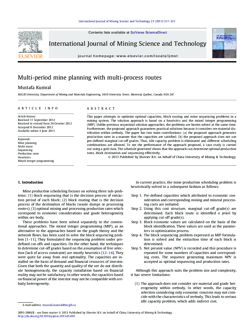 Multi-period mine planning with multi-process routes