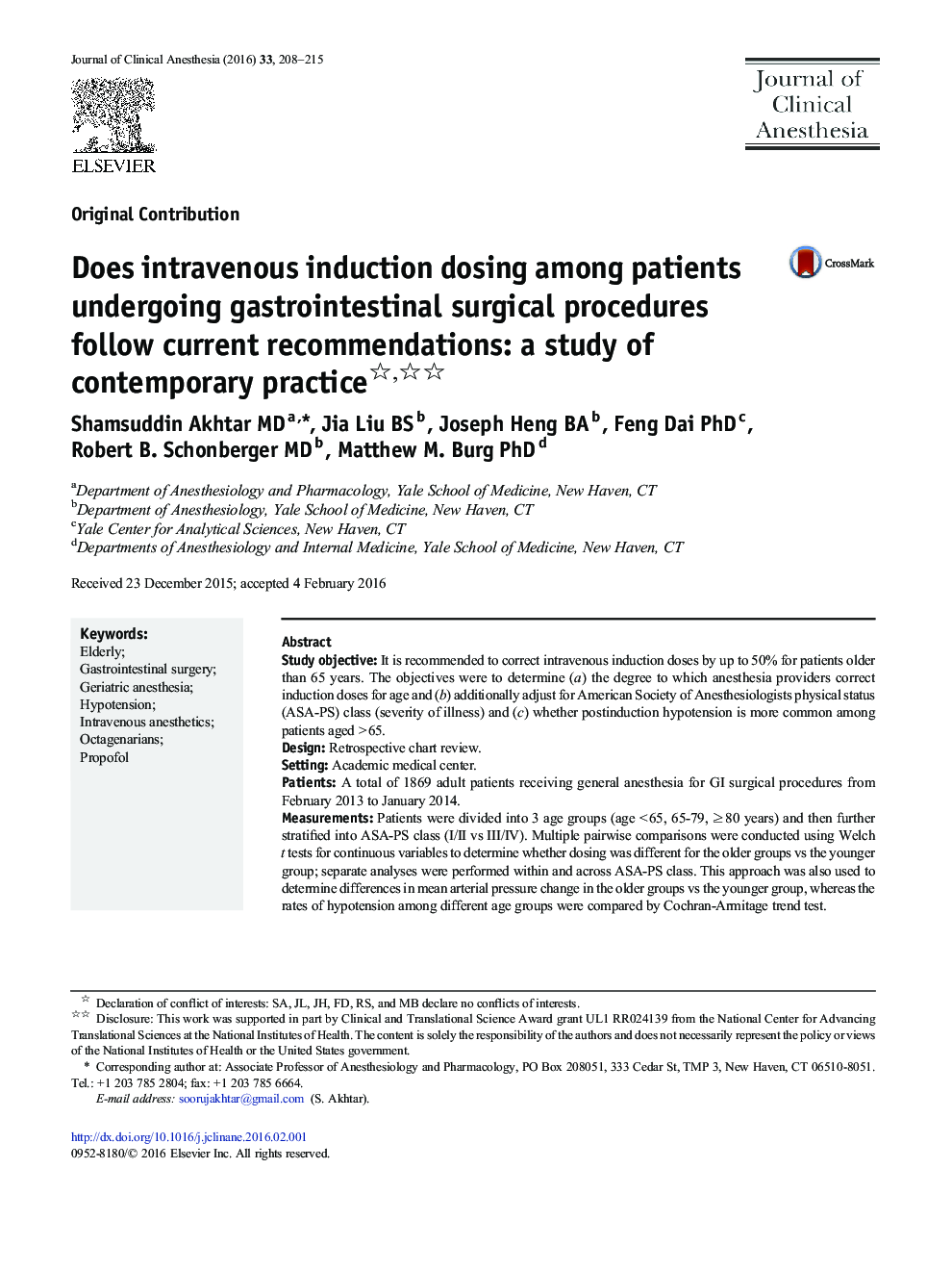 Does intravenous induction dosing among patients undergoing gastrointestinal surgical procedures follow current recommendations: a study of contemporary practice 