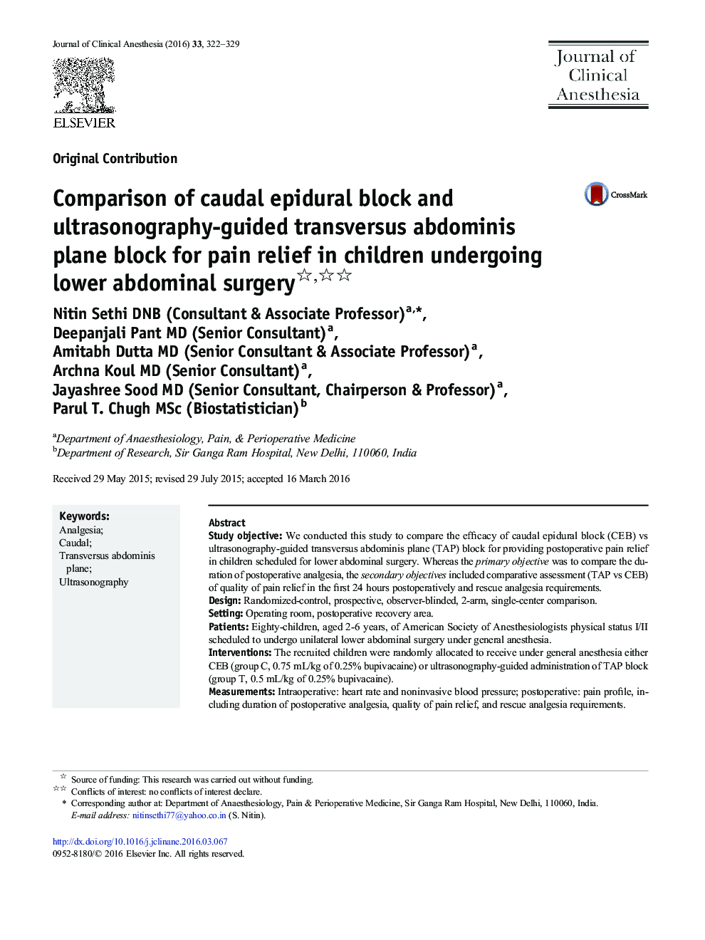 Comparison of caudal epidural block and ultrasonography-guided transversus abdominis plane block for pain relief in children undergoing lower abdominal surgery 