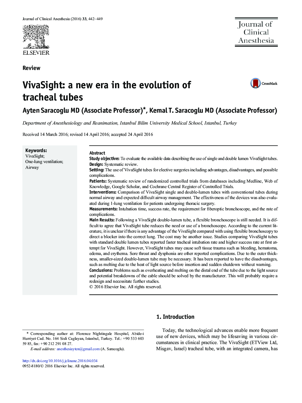 VivaSight: a new era in the evolution of tracheal tubes