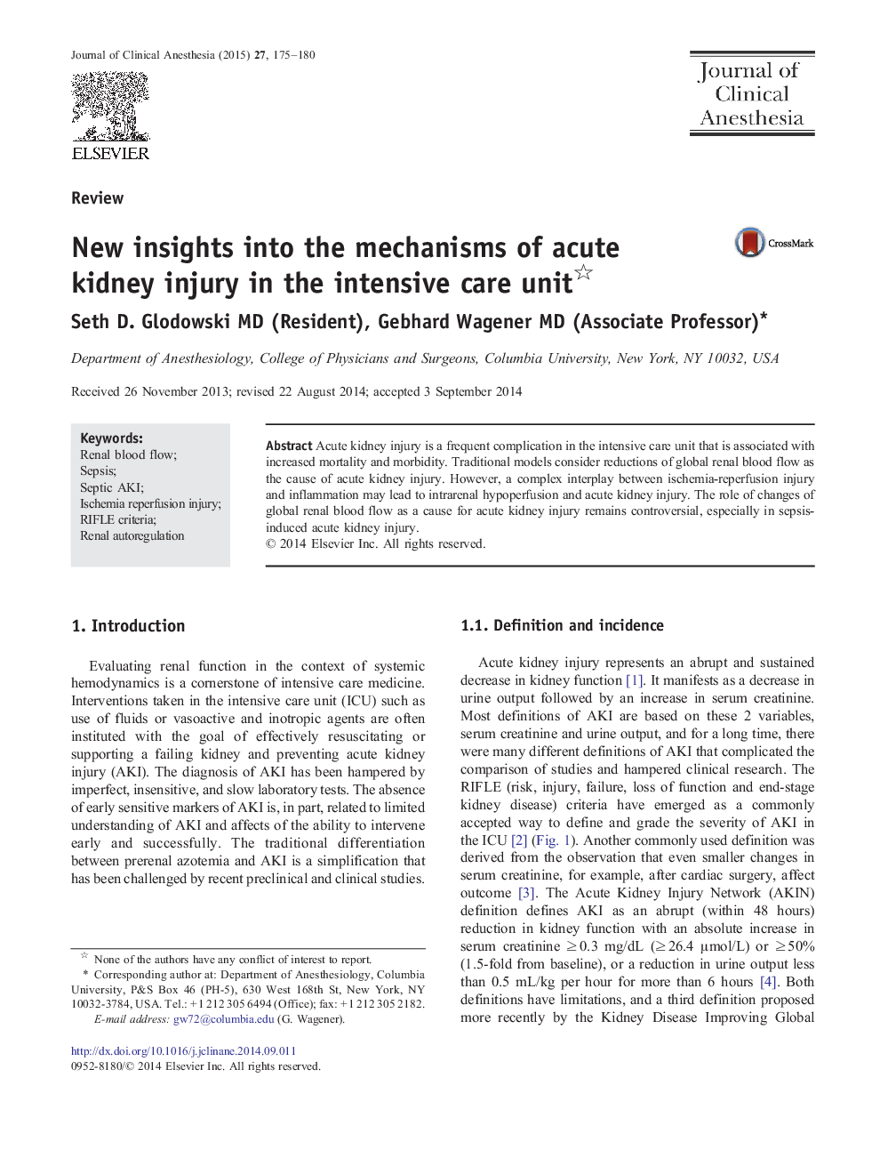 New insights into the mechanisms of acute kidney injury in the intensive care unit 