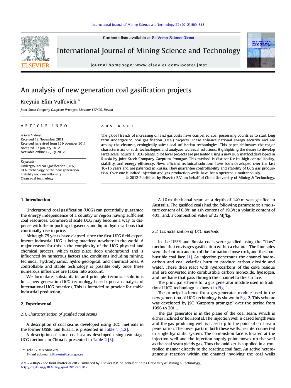 An analysis of new generation coal gasification projects