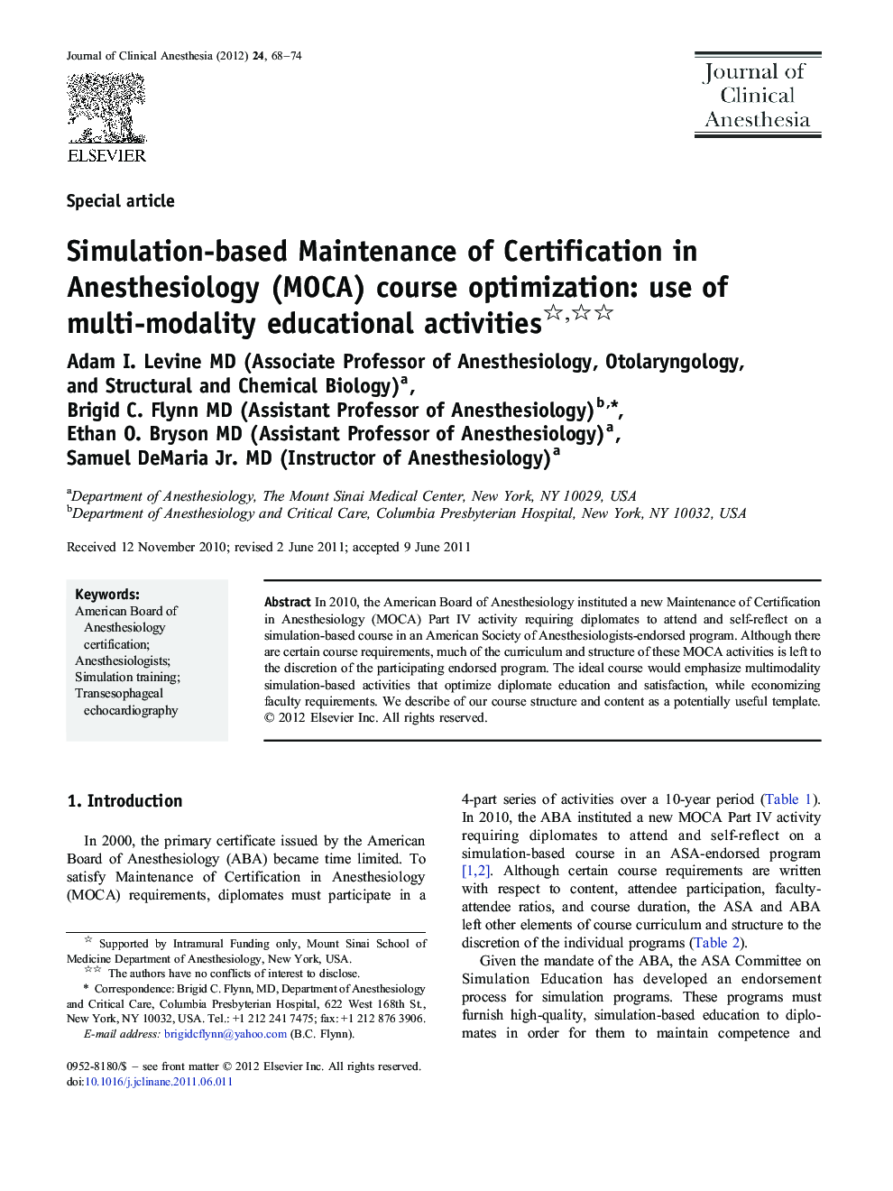 Simulation-based Maintenance of Certification in Anesthesiology (MOCA) course optimization: use of multi-modality educational activities 