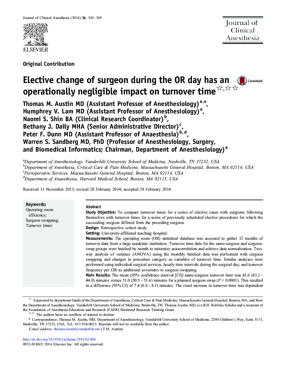 Elective change of surgeon during the OR day has an operationally negligible impact on turnover time 