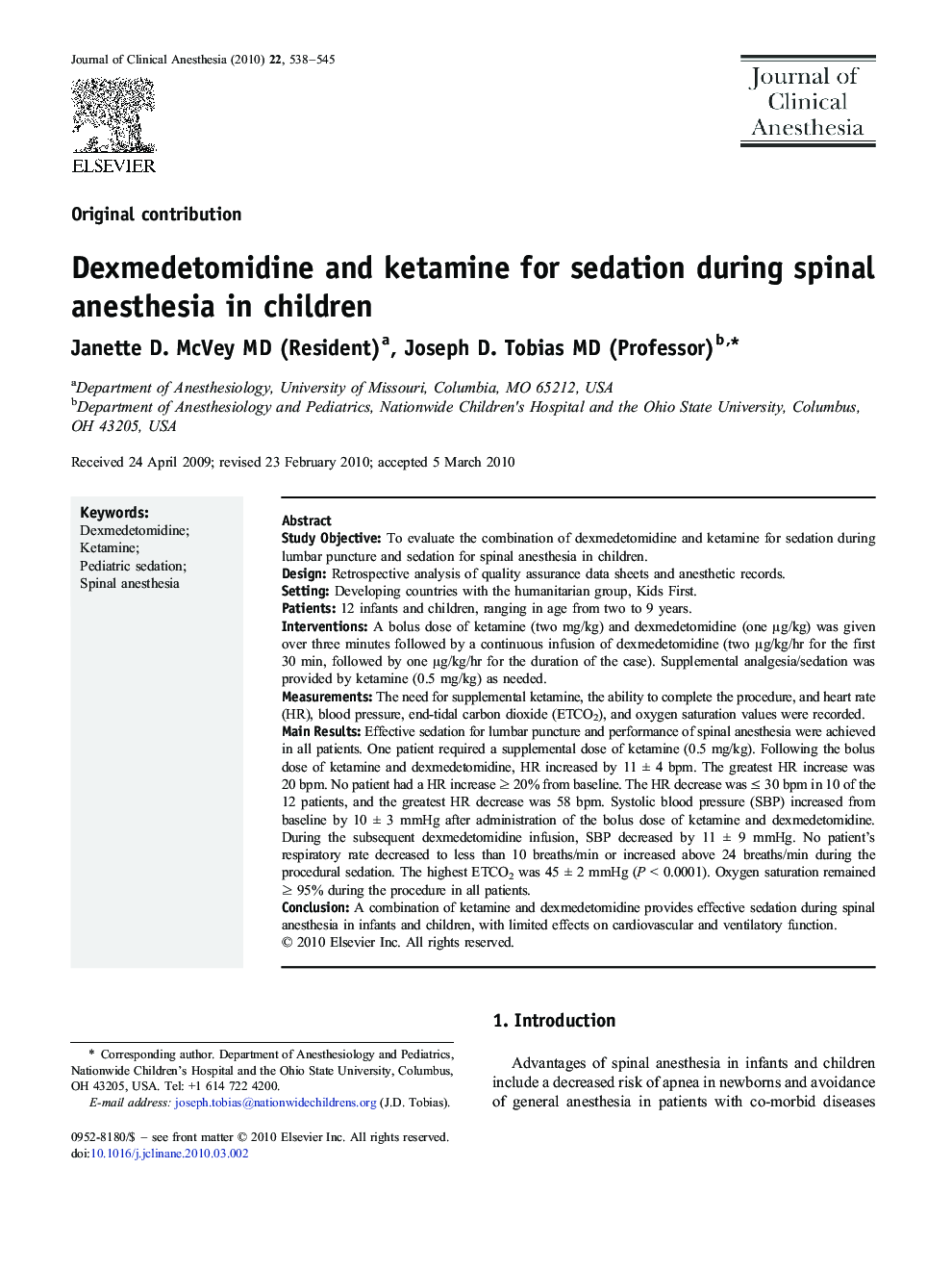 Dexmedetomidine and ketamine for sedation during spinal anesthesia in children
