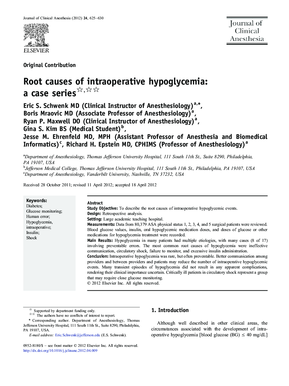 Root causes of intraoperative hypoglycemia: a case series 