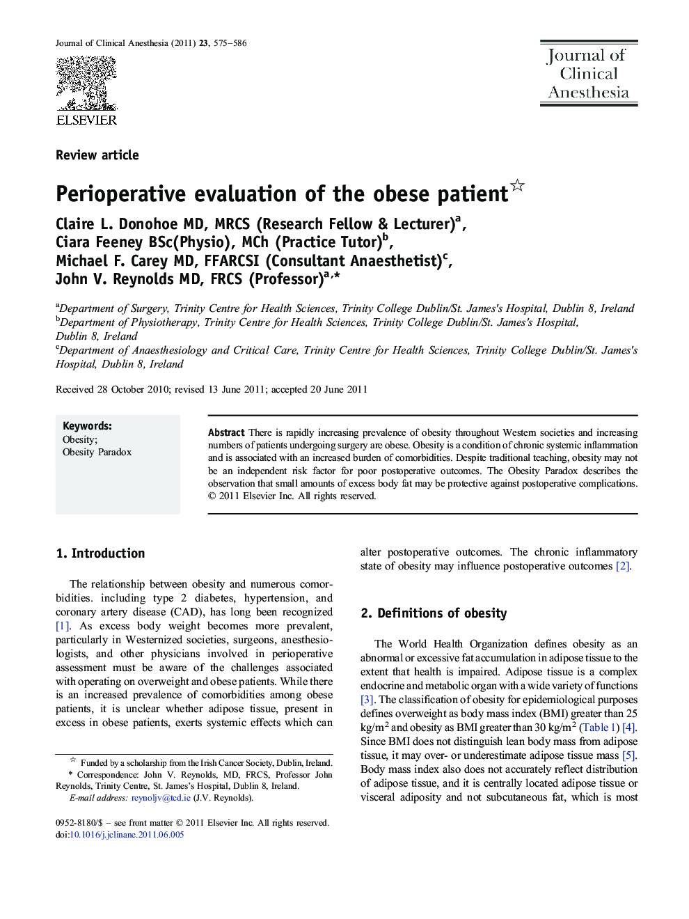 Perioperative evaluation of the obese patient 