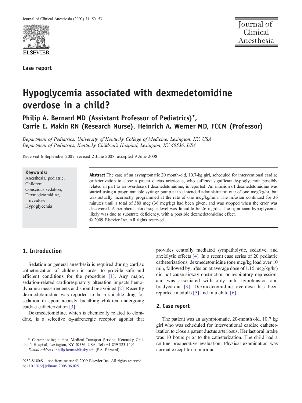 Hypoglycemia associated with dexmedetomidine overdose in a child?