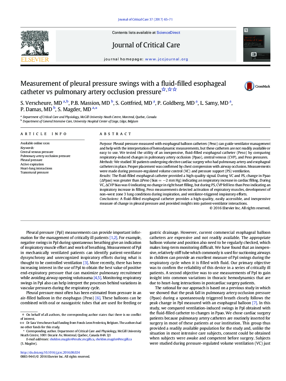 Measurement of pleural pressure swings with a fluid-filled esophageal catheter vs pulmonary artery occlusion pressure 