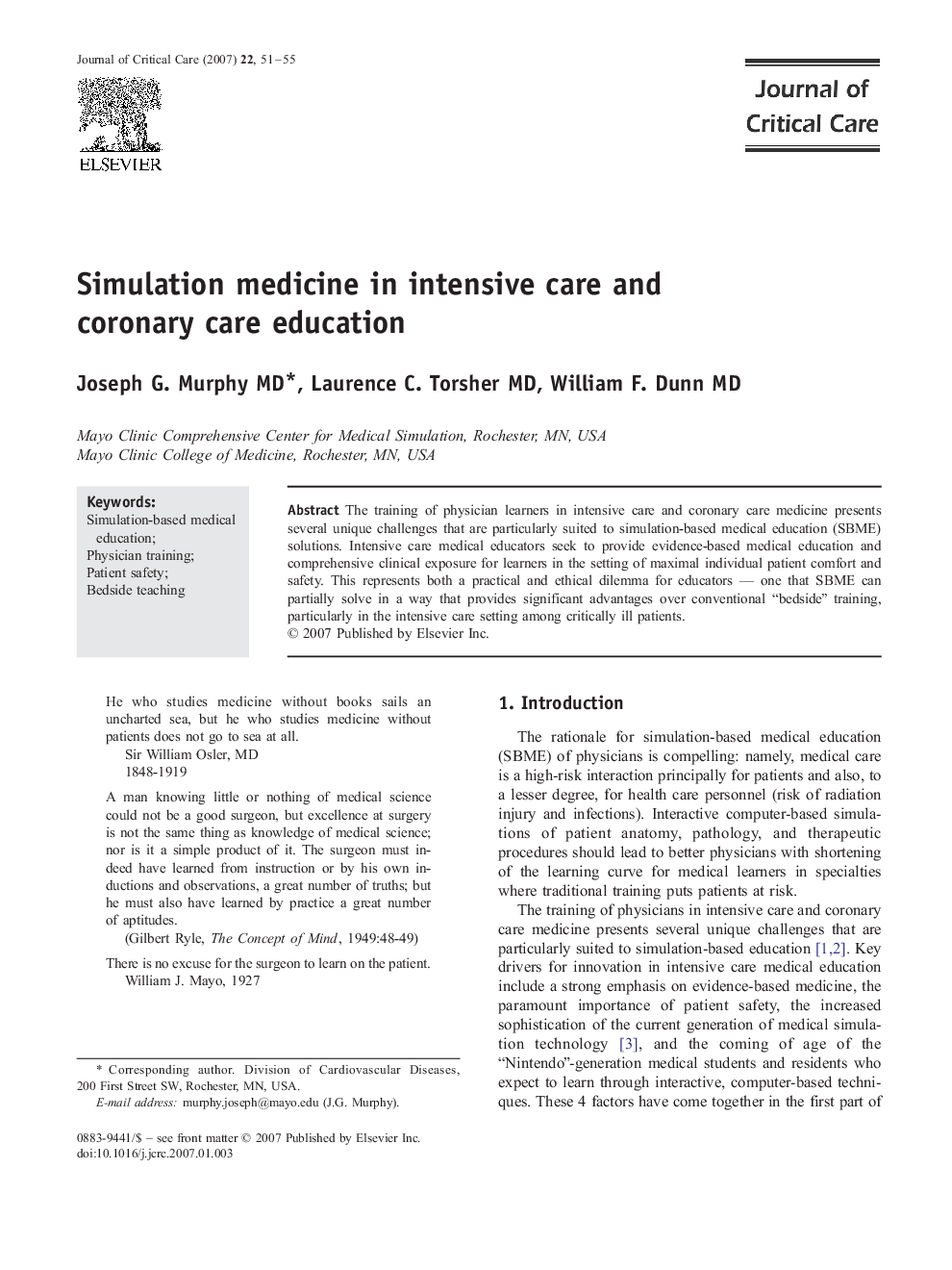 Simulation medicine in intensive care and coronary care education