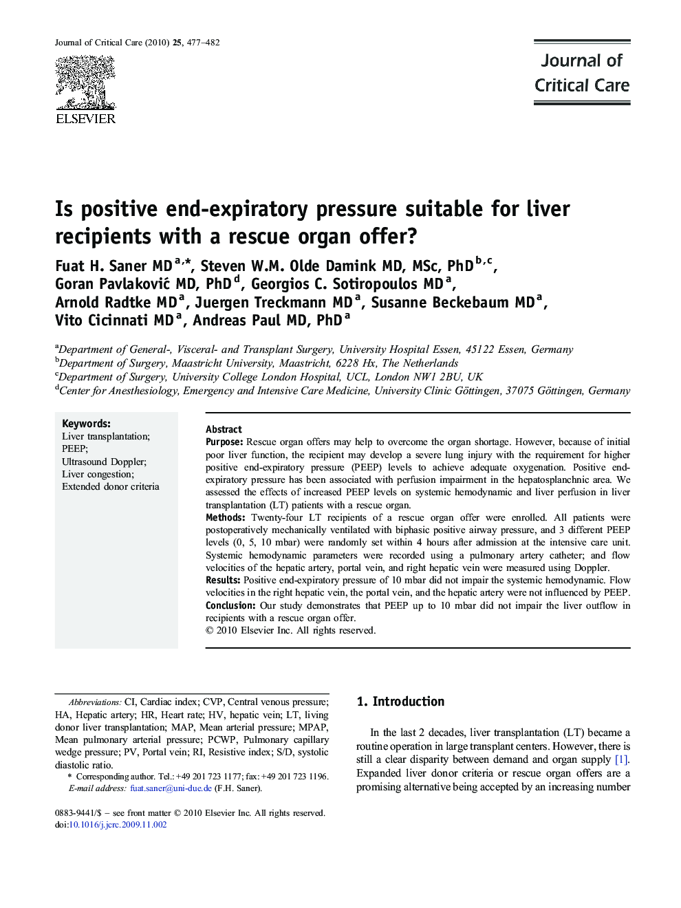 Is positive end-expiratory pressure suitable for liver recipients with a rescue organ offer?