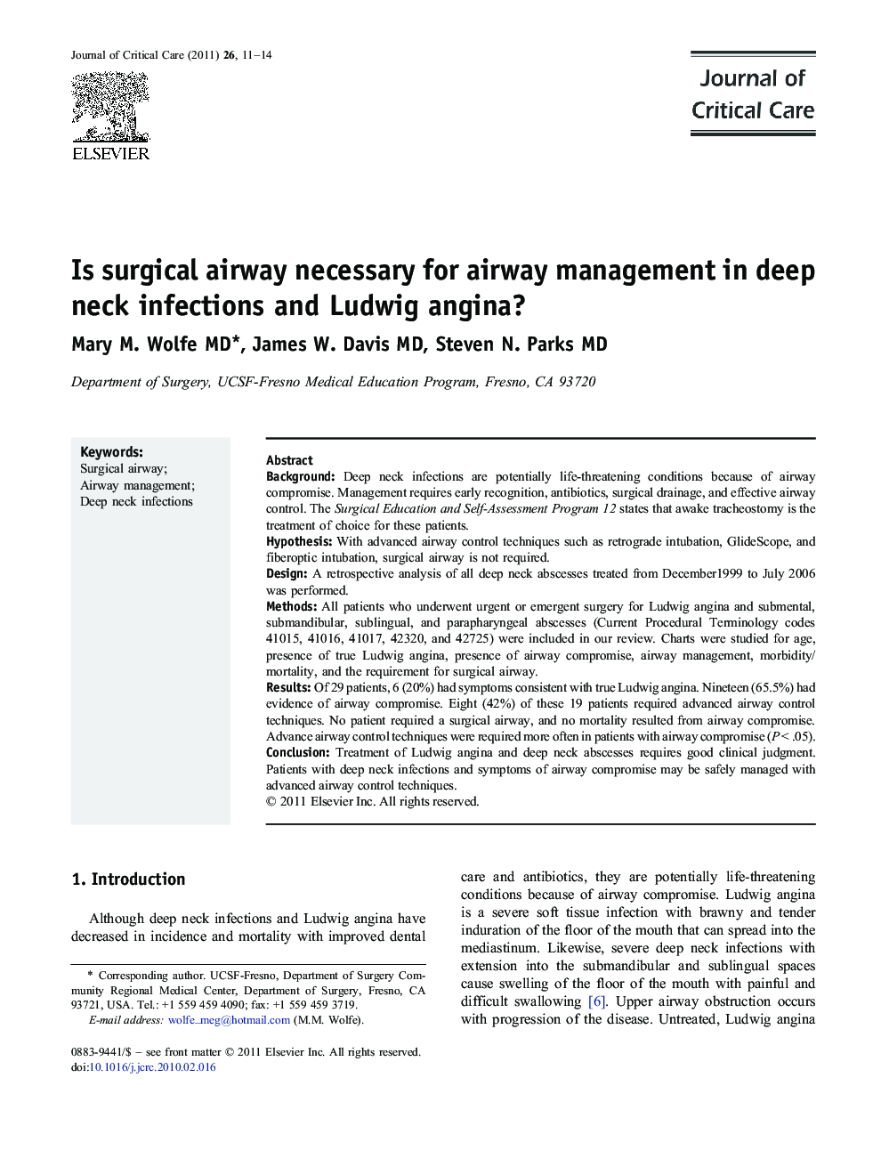 Is surgical airway necessary for airway management in deep neck infections and Ludwig angina?