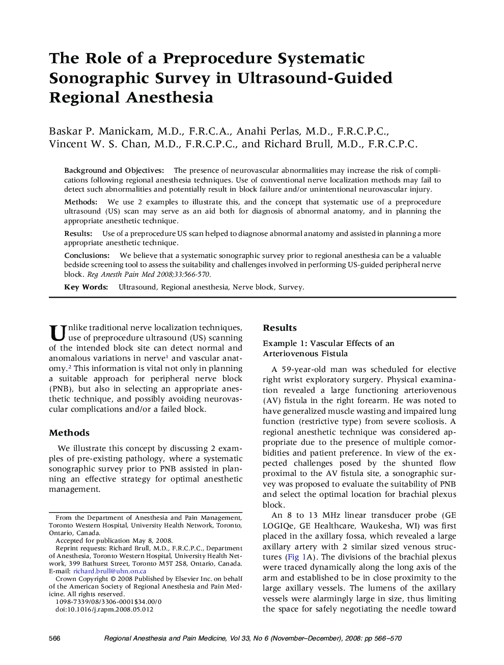 The Role of a Preprocedure Systematic Sonographic Survey in Ultrasound-Guided Regional Anesthesia