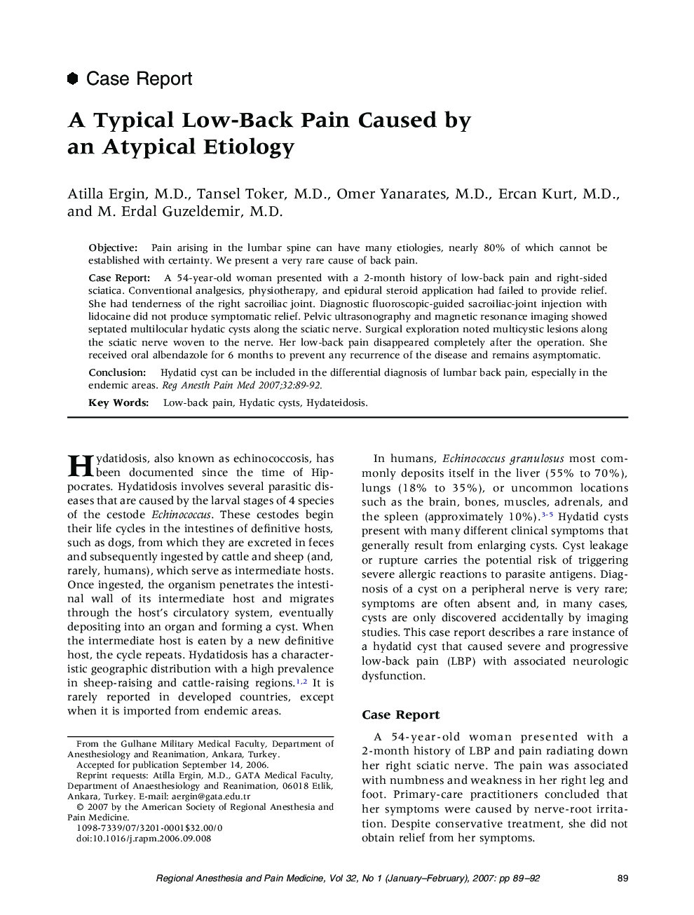 A Typical Low-Back Pain Caused by an Atypical Etiology