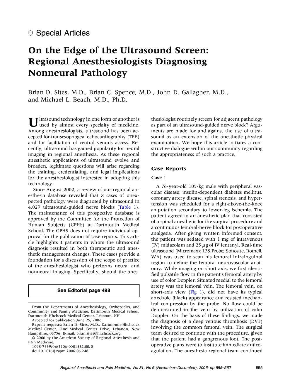 On the Edge of the Ultrasound Screen: Regional Anesthesiologists Diagnosing Nonneural Pathology