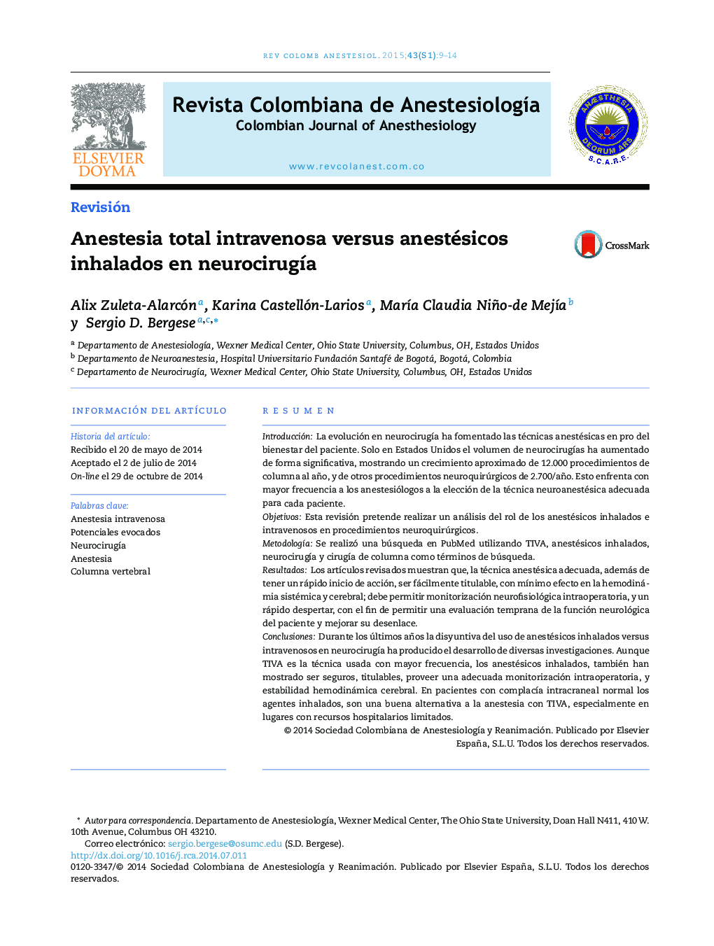 Anestesia total intravenosa versus anestésicos inhalados en neurocirugía