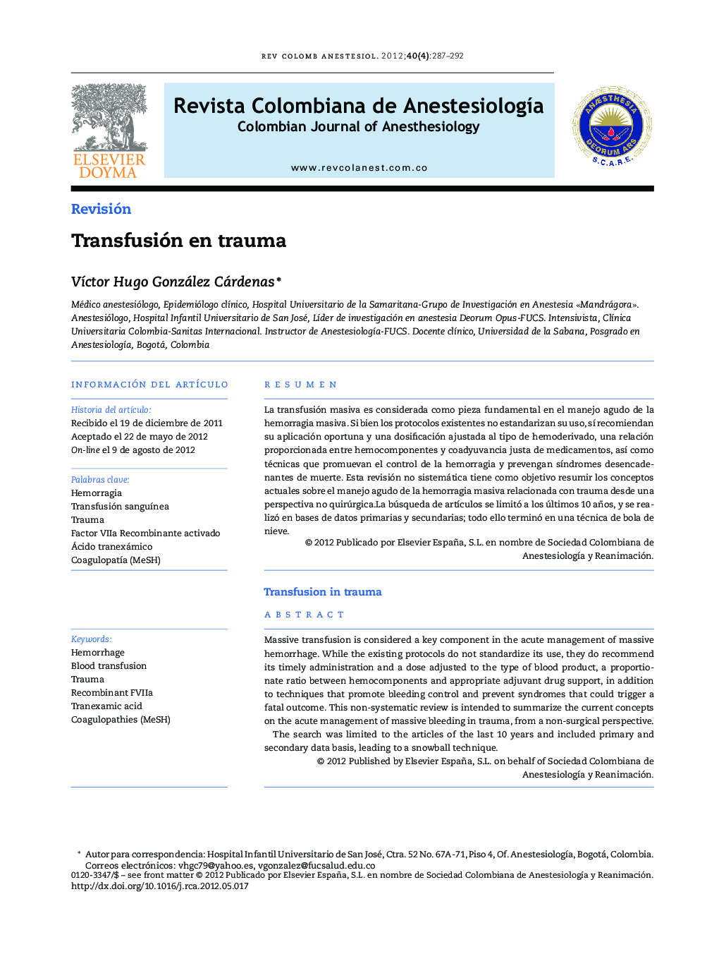 Transfusión en trauma