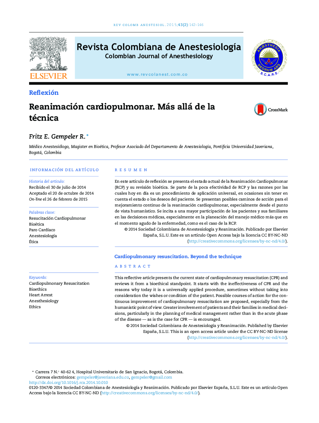 Reanimación cardiopulmonar. Más allá de la técnica