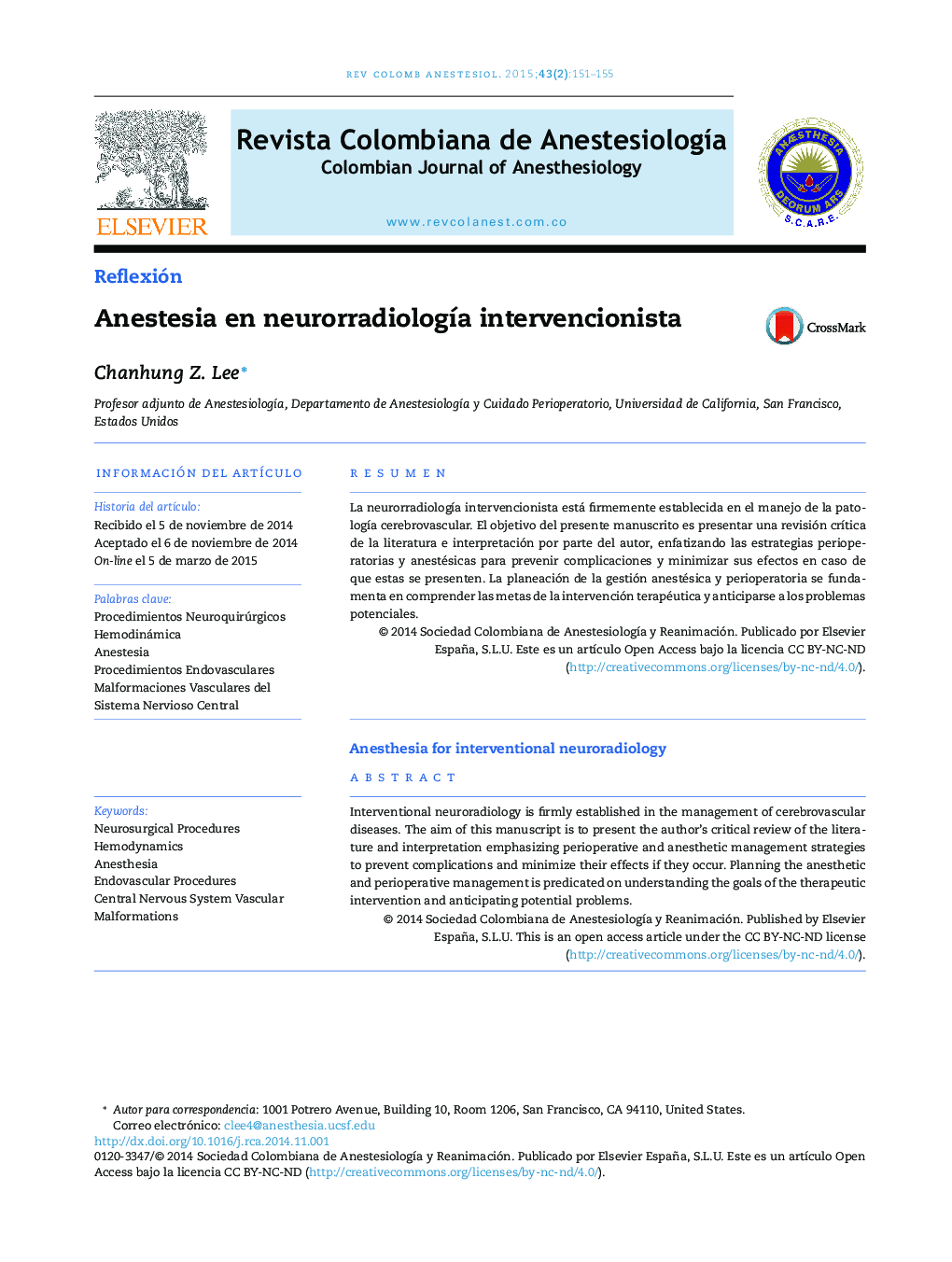 Anestesia en neurorradiología intervencionista