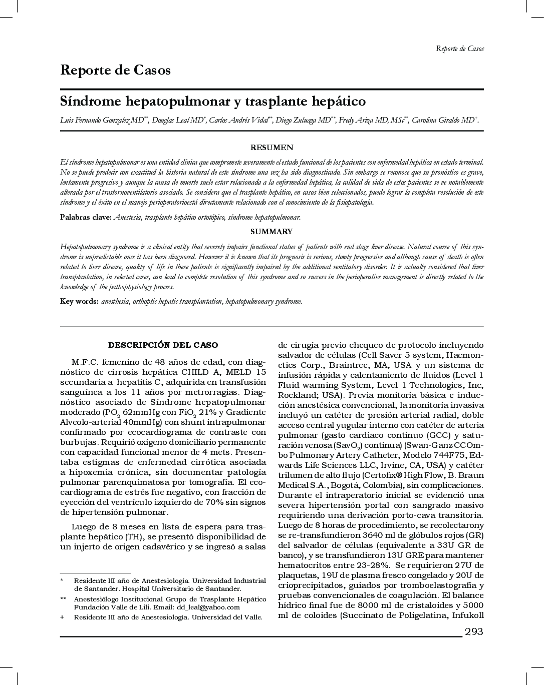 Síndrome hepatopulmonar y trasplante hepático