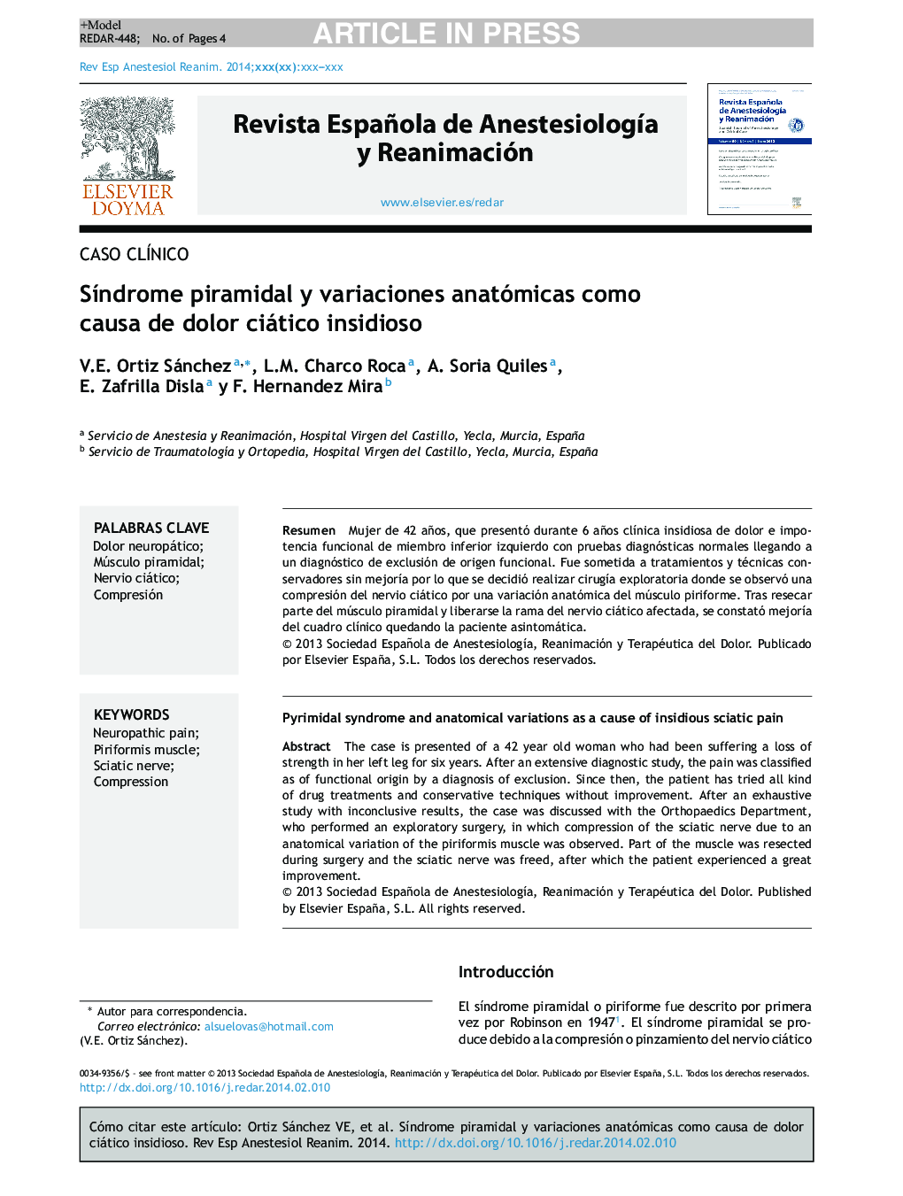 SÃ­ndrome piramidal y variaciones anatómicas como causa de dolor ciático insidioso