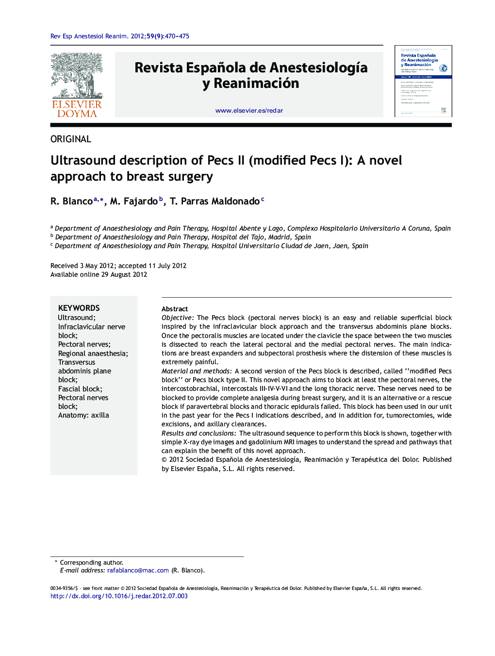 Ultrasound description of Pecs II (modified Pecs I): A novel approach to breast surgery